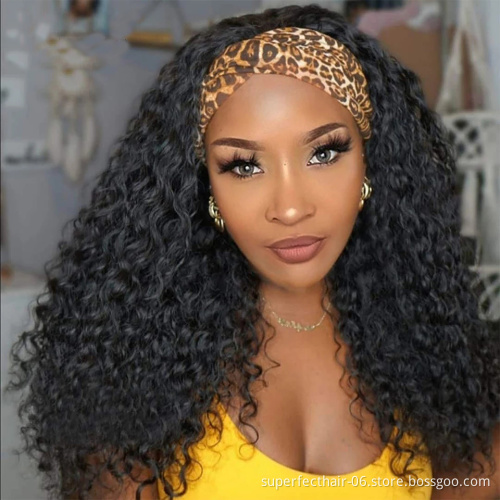 Handband  human hair headband wig kinky curly 613 wig with handband wig
